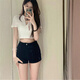 Qianyouyue Summer New High Waist Tight Denim Shorts Ultra Short Hot Girl Hot Pants Black S
