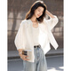 Demana pure cotton 100 white shirt, summer simple lapel, contrasting color buckle, five-quarter sleeve shirt, women's top