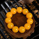 Fat Donglai's same style yellow beeswax bracelet second generation chicken fat amber Buddha beads single circle men's and women's bracelet fashion bracelet 10MM beeswax bracelet-19 pieces