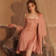 MONTAGUT Spring and Autumn Sexy Pajamas for Women 2025 New French Hot Night Dress Two-piece Set with Chest Pad Home Summer Thin Ice Silk xe6629# Sexy Black With Chest Pad Removable One Size M Sling + Sleeping Robe