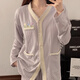 Ziweiqi xiangtao Pajamas de flores moradas para el pecho de algodón de mujeres primavera y otoño ropa nueva para el hogar 9926 púrpura 170 m