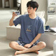 Modal solid color cotton pajamas men's summer short-sleeved teenagers thin cotton summer large-size home clothes pajamas set D1990 (A679) M (recommended 80-115Jin [Jin equals 0.5 kg])