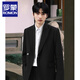 ROMON high-end new Chinese style Zhongshan suit for men, engagement, groom, wedding, national style metal lock suit jacket, black jacket + pants + stand collar white shirt XL