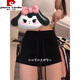 皮尔卡丹（pierre cardin）休闲美式辣妹运动短裤子女2025夏季新款修身外穿包臀抽绳低腰热裤 黑色 M 【适合90-110斤】