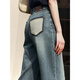 Jiuzi (JUZUI) shopping mall same retro Japanese micro wide-leg jeans women's summer style JWEX12108 Huahu Blue XS