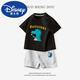 Disney Boys Suit 2025 Summer NUEVO estilo pequeño y mediano tamaño infantil para niños cortos de manga corta de dos piezas de ropa de algodón puro para niños AP14034 White + I13799K azul marino 105