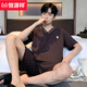 Hengyuanxiang men's pajamas summer Xinjiang cotton short-sleeved shorts thin teen casual large size can be worn outside home clothing suit yzt9201 3XL men