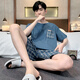 Hongdou (Hodo) pijama para hombres en verano pantalones cortos de algodón puro para juventud verano delgado de gran tamaño para ropa para al aire libre juego de ropa para el hogar HD-9930 L