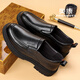 Aokang Leather Shoes Men's Slip-On Business Casual Shoes Genuine Leather Wedding Shoes Soft Sole Soft Surface Formal Shoes Middle-aged and Elderly Dad Shoes Black 1255114007H 40