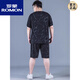 ROMON ice silk sports suit men's summer large size thin style men's quick-drying five-point pants fat plus fat plus loose short sleeves PZ829 black high-quality ice silk suit XL recommended 130-140Jin [Jin equals 0.5 kg]