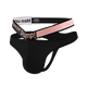 
Men's thong laser belt low waist sexy breathable T-trousers for young boys lifting hips double belt triangle T-shaped black M