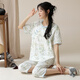Summer Damen Kurzärärmelte Pyjamas Set Cotton Dünne neue chinesische Baumwoll-Baumwollhosen Hauskleidung können draußen getragen werden und beiläufig lzy9911 m (empfohlen 75-95jin [Jin gleich 0,5 kg])