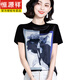 
Hengyuanxiang European large-size silk T-shirt for women's summer 2025 new high-end mulberry silk short-sleeved printed belly cover top 9758 black L