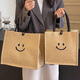 Xingxi Canvas Bag Women's Handbag 2025 New Large Capacity Linen Handbag Women's Ins Work Commuting Tote Bag Portable Linen Bag Smiley Face Large