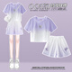 Yoyo One (Yoyo One) Girls Summer Anzug 2025 Neue modische und modische große Kinder Kinder Dopamine Sommermädchen Sportshorts Sommeranzug 18470 Gradient Purple + 9889 Weiß 120 cm