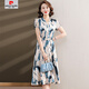 皮尔卡丹（pierre cardin）【1392人收藏】夏季显瘦妈妈气质连衣裙2025年新款时尚中老年妈妈 蓝色 L (建议90-100斤左右)