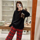S.SOFEA Style College Girl Corean Pajamas Spring y otoño Solid Color Plaid Home Clothing H897# 175 L