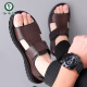 Holzspecker lässige Ledersandalen für Männer 2025 Sommer Neues dickes feierliches Allzugnialatmeiner Strandschuhe Leichte bequeme römische Sandalen CLP6189 Brown 38