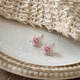 Mansheng gentle rose flower S999 sterling silver earrings for women 2025 new high-end earrings light luxury niche temperament earrings 999 silver pink rose pair