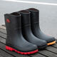 JCZS German Rain Shoes Men's 2025 New Men's Non-Slip Waterproof Silicone Water Shoes Fashion Thickened High School Tube Rubber Shoes Black [Upgrade/More Desirable] 40