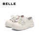 Belle (Belle) Zapatos de tablero de dos puertas para mujeres 2025 Autumn New Bow Bow Bow Sprey-Soled Highed Casual Shoes B2629cm5 Off-White 36 (230 mm)