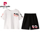 皮尔卡丹（pierre cardin）女童套装夏季薄款冰丝速干短裤宽松休闲中大童儿童运动t恤两件套 5597黑色短裤+723粉色T恤冰丝短 120 cm