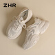 ZHR dad shoes for women in summer thick sole heightened casual shoes for women mesh breathable and lightweight women's shoes G755E apricot color 37