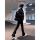 Digada Schwarze Willow Scimitar Jeans Herren Frühling und Herbst Sommerstil hübsches elastischer amerikanischer High Street Straight-Flare Hosen DFFS-701 Schwarz 2xl