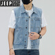 Jeep (Jeep) Color claro 2025 Nuevo chaleco de mezclilla Men sueltos de gran tamaño retro Vest Capacalizador de trabajo Horse Workwear Chaqueta de marca moderna 6231# Retro Blue 2xl (recomendado 160-175Jin [Jin iguala 0.5 kg])