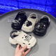 Croton Croton children's thick sole heightened hole women's shoes for women 2025 summer new slippers non-slip outside casual beach Baotou white 24 -25 sizes