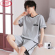 Langsha (Langsha) Sommer Baumwollpyjamas Herren Sommer kurzärmelige Shorts Teenager Cartoon Anzug Sommer Dünne lose große Heimkleidung H9928 (Kurzärärmel-Shorts) 2xl (empfohlen 140-160jin [Jin gleich 0,5 kg])))