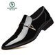 Padpecker Zapatos de cuero genuino para ropa formal para hombres Negocios brillantes Casco Casual 2025 Summer Hombres de cuero para hombres para zapatos versátiles modernos de mediana edad y jóvenes 686 Negro 39