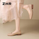 ZHR Flat Shoes Женская темпераментная темпераментная квадратная нога для пригородной туфли Doudou Women's Shoes Удобная, легкая и универсальная, цельный AH677 Apricot 38