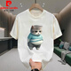 Pierre Cardin American Heavy Gewicht reine Baumwolle kurzärmelige T-Shirt für junge Männer und Frauen Sommer-INS Trendy Brand Street Lose vielseitige Top-Herrenkleidung schwarz [vorderes mittleres und großes Bild K7036 Fucat] Neuer 4xl empfohlen 195-210jin [Jin gleich 0,5 kg]