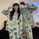 Colorful Gems Crayon Shin-Shin-Same Couple Pyjamas Pyjamas Spring et automne à manches longues mignonnes Cartoon Étudiant Door Home Vêtements Home 5155 # Couple Geometric Shin-Shin-Beige [Version] M Femmes [75-100jin [Jin est égal à 0,5 kg]]]