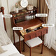Zimu Yaju French Dressing Table French Medieval Retro Style Dressing Table Small Apartment Solid Wood Bedroom Bedside Makeup Design Dressing Table Ash Wood 80 Dressing Table + Stool