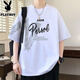 Playboy Kurzärärmelte Herren Sommermodemarke Briefe Runde Hals halbärmelig T-Shirt American Casual Herren Rotatorenhülle Lose T-Shirt 693 Meter Weiß M.