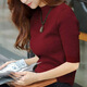 
COLORFUL GEMS new fashionable knitted sweater spring and autumn five-point sleeve base shirt women's clothing 2025 9901-Khaki-five-point sleeve S