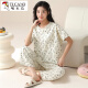 Specht Summer Pyjamas Frauen 2025 Neue Kurzarm-Kumpel Hosen Set Summer Dünn Frauen niedlicher Cartoon Home Anzug Kurzarm geschnittene Hosen-679 L Empfohlen 100-120jin [Jin gleich 0,5 kg]