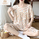 
Modal short-sleeved cotton silk pajamas for women in spring and summer new thin home clothes casual floral anti-convex dot large-size cotton silk set polka dot beige M2603 short-sleeved mid-sleeved pants L (suitable for 90115Jin [Jin equals 0.5 kg])