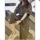 
S.SOFEA summer new waist-retracting work jumpsuit Korean-style age-reducing straight-leg pants Khaki 1098# M [Suggested 85-120Jin [Jin equals 0.5 kg]]