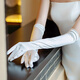 Haydou satin stretch colored gloves retro dress wedding photo Hepburn style etiquette live performance comic exhibition long gloves 54cm white lengthened gloves [1 double pack]