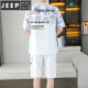 JEEP SPIRIT2025夏季新款短袖套装男青年百搭短裤休闲运动两件套渐变色男装 6187蓝色 M