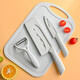 Couteau de cuisine et planche à découper, ensemble complet de cuisine deux en un, dortoir ménager en acier inoxydable pour couper les aliments pour bébés, ensemble de couteaux à légumes et à viande 3 pièces avec couvercle de couteau, couteau de cuisine + planche à découper + couteau d'office