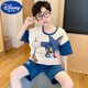 Disney boy pajamas children summer thin pure cotton short-sleeved suit medium-sized children 12-year-old boy fashionable summer home clothes DW-826 little yellow duck [cotton] 165 S size recommended 140-150 cm weight
