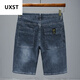 UXST NEU NEUER SOMMER Dünn Denim Shorts Herren Fünf-Punkte-lose geradlinige mittelpants lässige, vielseitige Stretchhose 671 Blaugrau + 671 Schwarz 31 (2 Fuß 4)