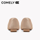 COMELY thick heel single shoes for women in summer shopping mall new versatile square buckle genuine leather flat-sole bag-toe sandals pink 37