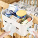 Ni Zhier customized bedside hanging basket baby bedside storage rack diapers diaper storage bag diaper diaper fence storage box Crescent white-updated with cover [with paper outlet + row
