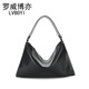 Luo Weibo también bolso tipo sobre básico, bolso de lujo ligero de cuero genuino, bolso para axila, bolso cuadrado pequeño, bolso de mano simple, bolso de bola de masa de moda, bolso hobo, negro-
