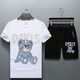 KUQI Europäische Station 2023 Neue Herrenanzug Shorts zweiteiler Sommerkoreaner Stil Heißer Diamantgläser Bär DK-1047 Black M (geeignet für 110-120jin [Jin gleich 0,5 kg])